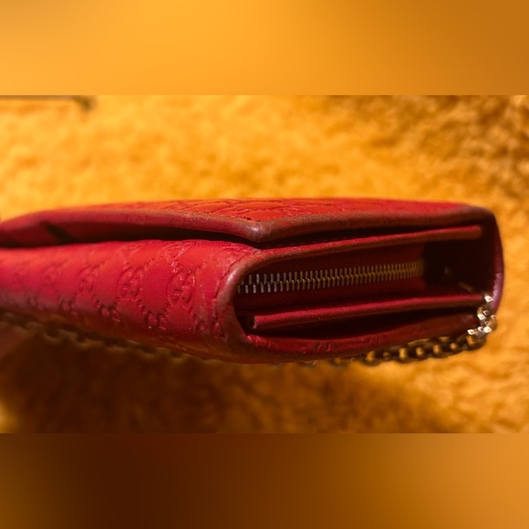 Gucci Guccissima Red Heart Continental Long Wallet w/ Chain - Picture 13 of 16